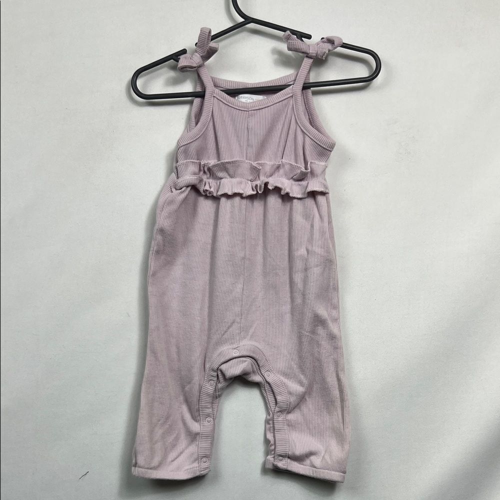 Grayson Mini Kids Lilac Ruffle Jumpsuit ribbed size 3-6 months